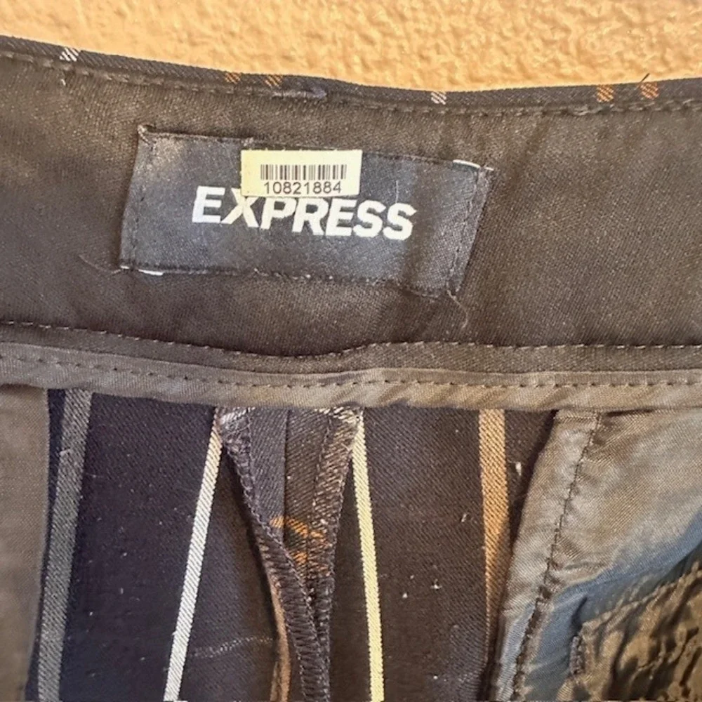 Express Women's Black Plaid Columnist Ankle Low Rise Dress Pants Career 14R